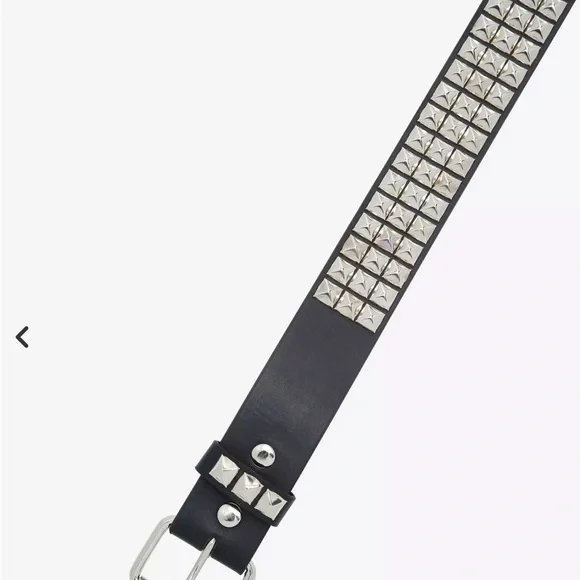 Hot Topic Three Row Black Studded Belt with Silver Pyramid Hardware - Picture 2 of 6